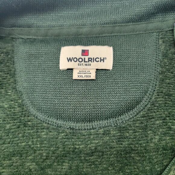 Woolrich Sweater Mens 2XL Green Quarter Zip Long Sleeve Fleece Outdoors Pullover - Picture 5 of 5